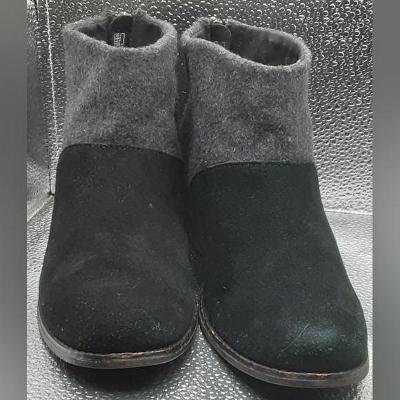 Tom black suede felted wool zip ankle boots 7.5 - Picture 2 of 8